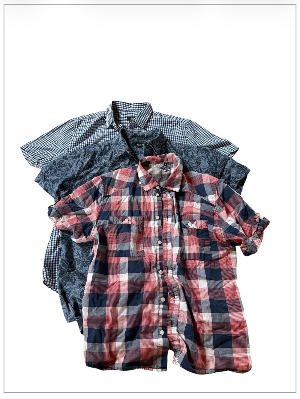 H&M and Banana Republic Casual Button-Front Shirt Variety Pack Large Slim Fit
